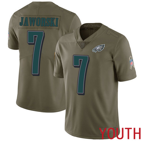 Youth Philadelphia Eagles #7 Ron Jaworski Limited Olive 2017 Salute to Service Football NFL Jersey->youth nfl jersey->Youth Jersey
